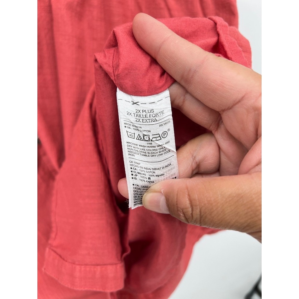 Old Navy Womens 2X Plus Red Cotton Sleeveless Button Front Drawstring Dress - Picture 4 of 6